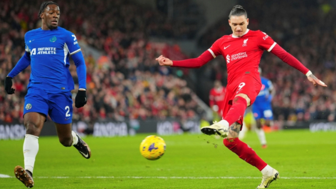 Darwin Nunez saat Liverpool vs Chelsea