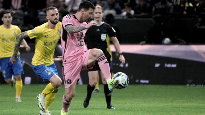 Pemain Inter Miami, Lionel Messi saat melawan Al Nassr