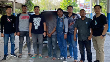 SR bandar narkoba saat diamankan Satuan Narkoba Polres Simalungun.(istimewa/VIVA)