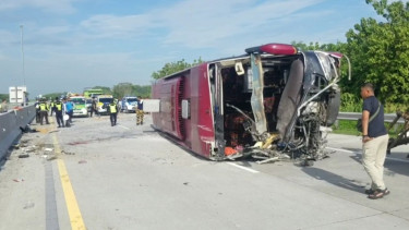 Kecelakaan bus Satgas Hanura saat menghadiri kampanye Ganjar-Mahfud di GBK