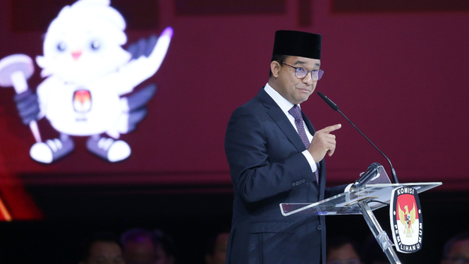 Anies Baswedan saat debat kelima Calon Presiden Pemilu 2024
