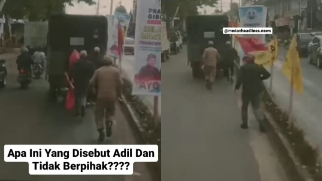 Satpol PP Pemkab Dairi Copot Bendera PDIP