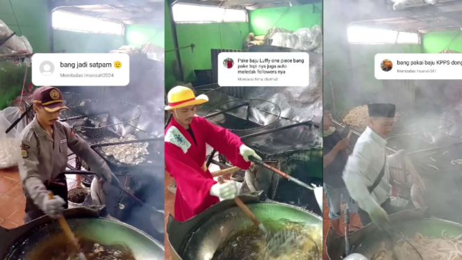 Gaya Tukang Kerupuk Goreng dengan Kostum