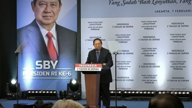 Presiden ke-6 Susilo Bambang Yudhoyono (SBY) yang juga menjabat sebagai Ketua Majelis Tinggi Partai Demokrat
