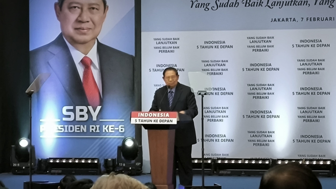 Presiden ke-6 Susilo Bambang Yudhoyono (SBY) yang juga menjabat sebagai Ketua Majelis Tinggi Partai Demokrat
