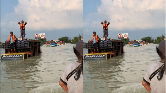 Viral Banjir Lumpuhkan Jalur Demak-Kudus