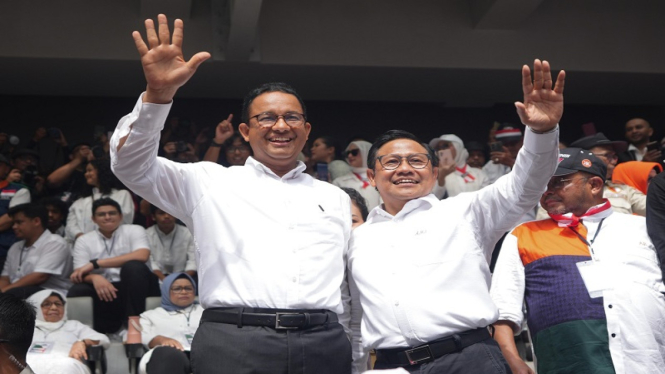 Capres Cawapres 01 Anies Baswedan dan Muhaimin Iskandar di Kampanye Akbar JIS
