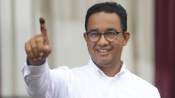 Anies Baswedan saat nyoblos Pilpres dan Pileg 2024