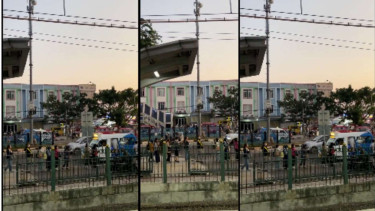Pengguna JakLingko Berbaris Rapih di Jaktim