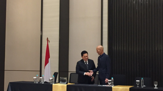 Konferensi pers pelatih Timnas Wanita Indonesia, Satoru Mochizuki