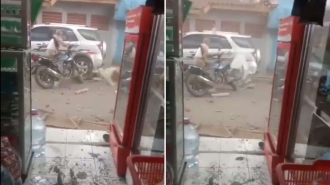 Pria terjebak angin puting beliung