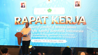 Menteri Agama Yaqut Cholil Qoumas di Raker Bimas Islam
