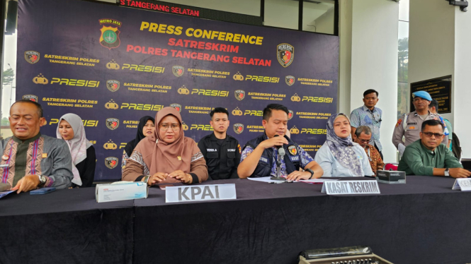 Prescon polres tangsel dalam kasus perundungan binus bsd