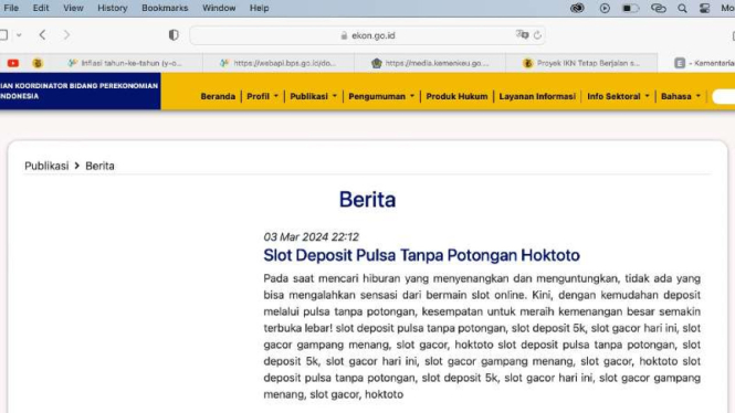 Website Kemenko Ekonomi diretas.