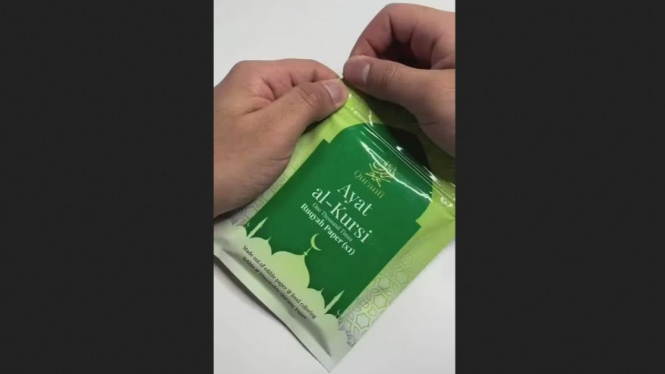 Ukuran Ayat Kursi sachet untuk ritual ruqyah.