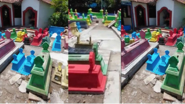 Kuburan di Klaten, Jawa Tengah dibalut dengan cat warna warni.