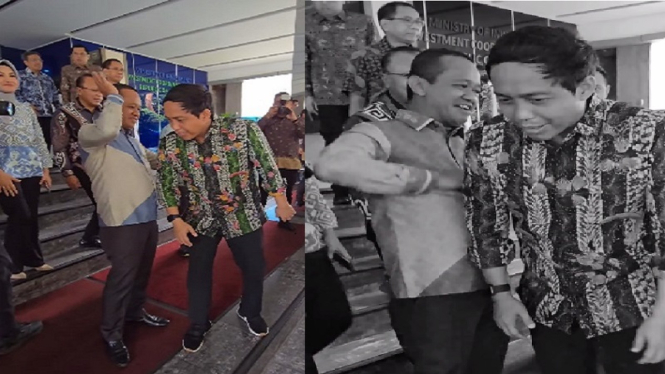 Momen Wamen ATR/BPN Raja Juli Antoni dikeplak Menteri Investasi Bahlil
