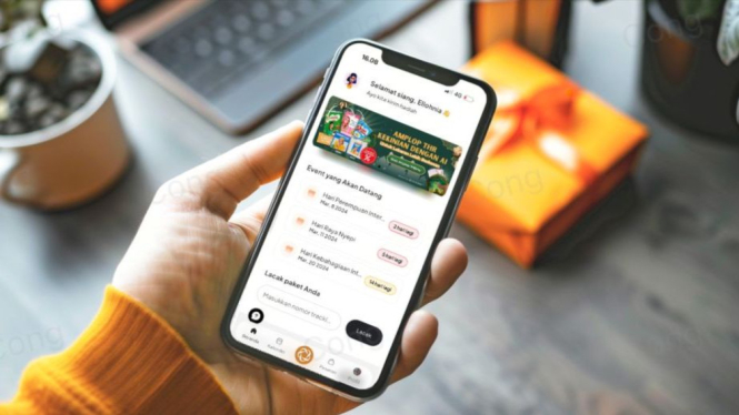Ilustrasi aplikasi belanja online dengan asisten pribadi virtual