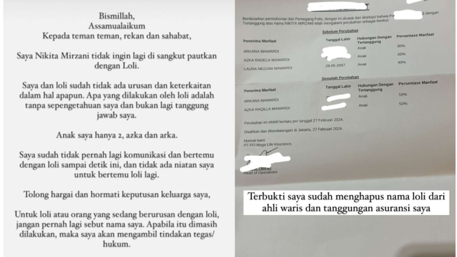 Nikita Mirzani Hapus Nama Lolly dari Ahli Waris 