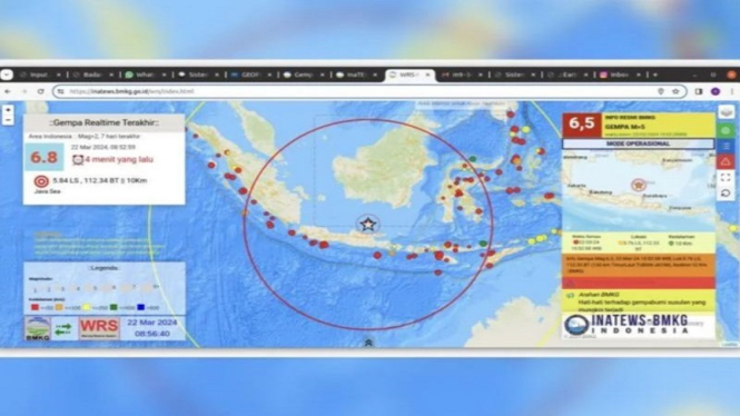 Gempa tektonik magnitudo 6,5 pada kedalaman 12 km di Tuban