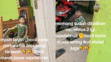 Kocak, Bocah Nonis Ngamuk Maksa Ikut Tarawih Sampai Dibelikan Sajadah