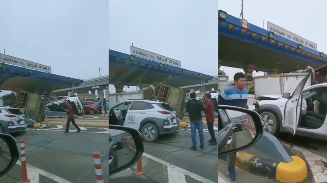Kecelakaan beruntun di Gerbang tol utama Halim