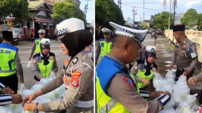 Anggota Polisi bagikan Takjil