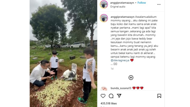Anggi Pratama ziarah ke makam Stevie Agnecya