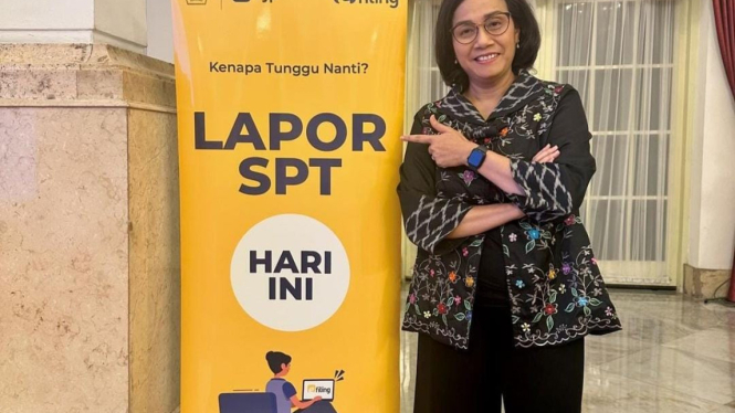 Menteri Keuangan, Sri Mulyani Tersenyum 12.987.904 Wajib Pajak Sudah Lapor SPT