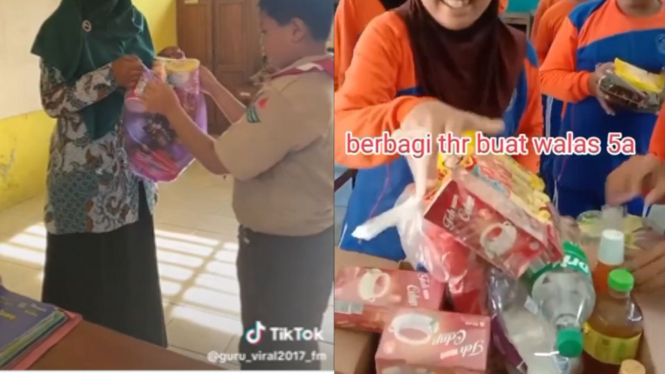Viral Murid SD Berikan THR untuk Wali Kelas