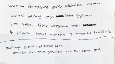 Surat yang ditulis korban 