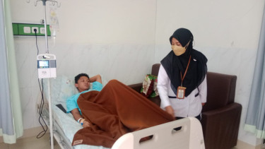 Salah satu pasien DBD yang sedang dirawat di RSUD Blora, pada Kamis 4 April 2024