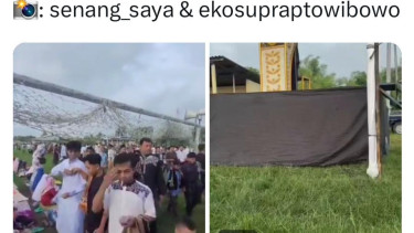 Tangkapan layar video viral jamaah tinggalkan lokasi Shalat Idul Fitri