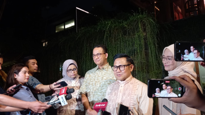 Anies dan Cak Imin saat silaturahmi  hari raya lebaran tahun 2024