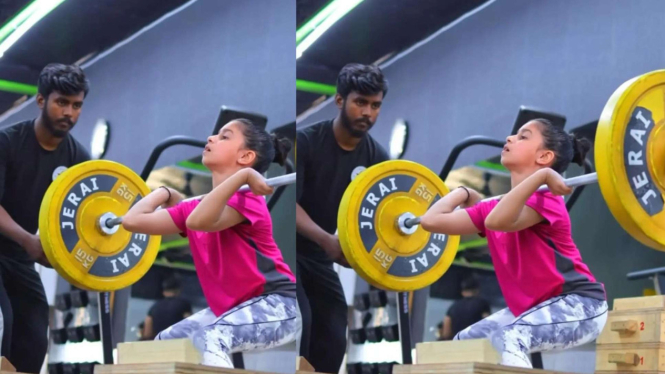 Perempuan usia 9 tahun di India jadi viral lantaran mampu mengangkat beban hingga 75 kg.