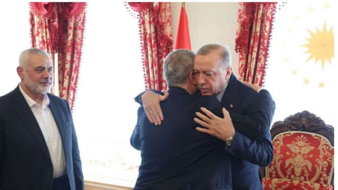 Potret Presiden Turki Erdogan bertemu pemimpin Hamas, Ismail Haniyeh