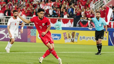 Marselino Ferdinan eksekusi penalti saat Indonesia U-23 vs Jordania U-23