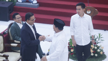 Prabowo-Gibran di Penetapan Presiden-Wapres Terpilih di KPU