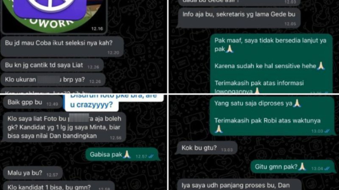 Pelamar kerja wanita dilecehkan saat wawancara