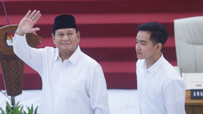 Prabowo-Gibran di Penetapan Presiden-Wapres Terpilih di KPU