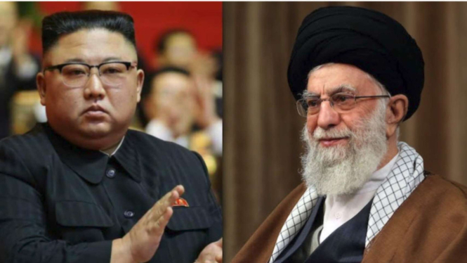 Presiden Korea Utara Kim Jong Un dan Presiden Iran Ebrahim Raisi