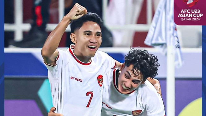 Pemain Timnas Indonesia U-23 rayakan gol