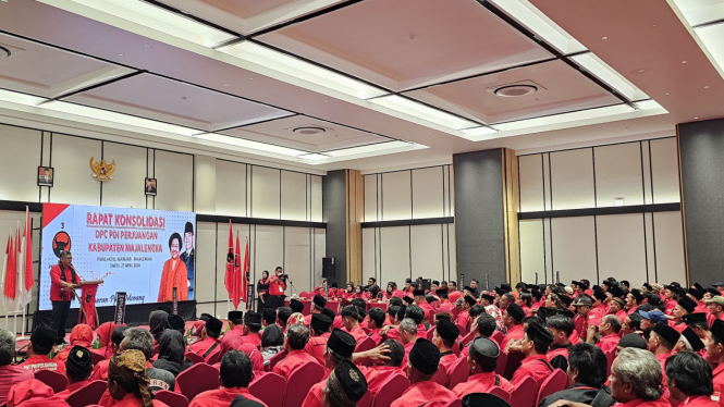 Sekjen PDIP Hasto Kristiyanto dalam rapat konsolidasi PDIP Majalengka