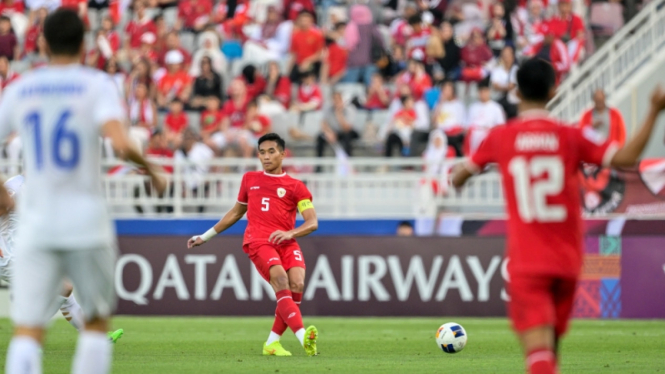 Rizky Ridho saat Indonesia U-23 vs Uzbekistan U-23