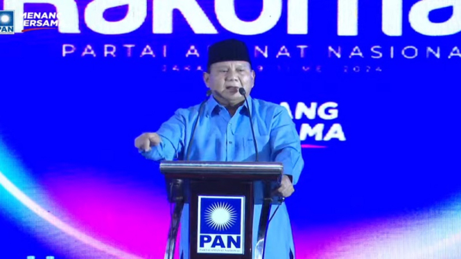 Presiden terpilih Prabowo Subianto di Rakornas PAN