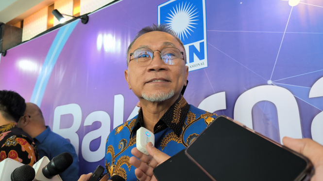 Ketua Umum PAN Zulkifli Hasan alias Zulhas di acara Rakornas PAN di Hotel JS Luwansa, Jakarta Selatan, Jumat, 10 Mei 2024
