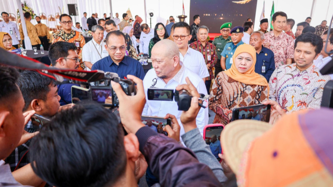 LaNyalla Mattalitti usai acara Pembangunan Kantor Daerah DPD RI di Surabaya