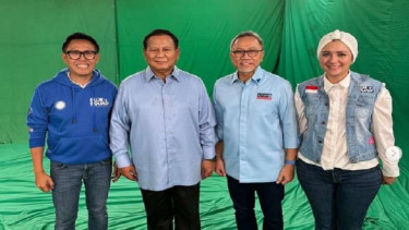 Eko Hendro Purnomo atau Eko Patrio bersama Prabowo dan Zulhas