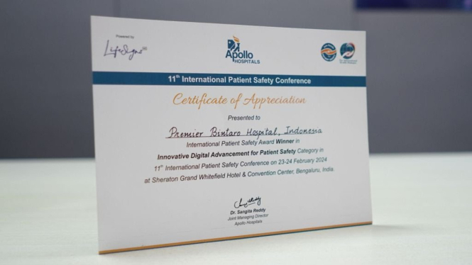 Penghargaan Patient Safety Conference ke-11 (Doc: Istimewa)