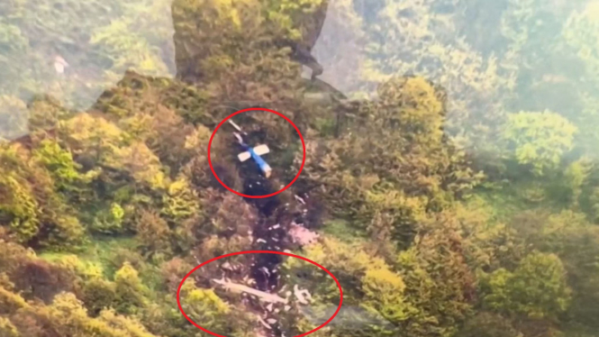 VIVA Militer: Bangkai helikopter Bell 212 yang ditumpangi Presien Iran
